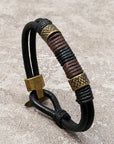 Vintage Leather Wrist Cuff Bangle Bracelet