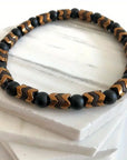 Black Onyx Round Bead & Arrow Stone Bead Bracelet